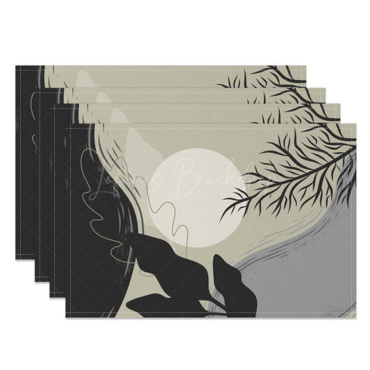 Lofaris Abstract Landscape Painting Placemats Set of 4 Simplified Art Design for Modern Kitchen Dining Decor