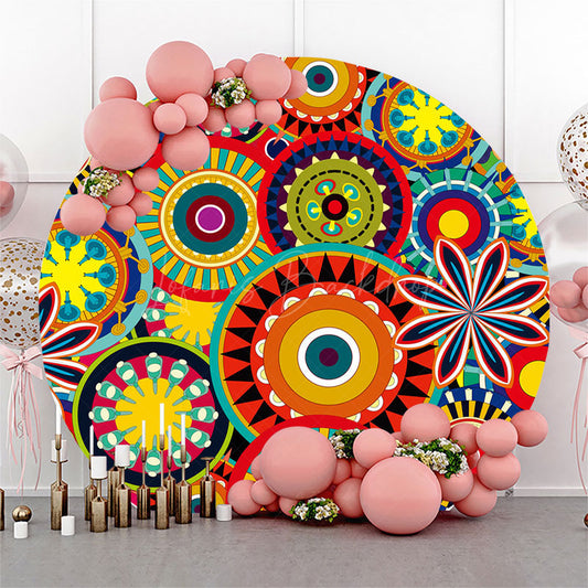 Lofaris Abstract Mandala Flowers Round Ethiopian Backdrop