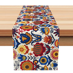Lofaris Abstract Mandala Table Runner with Floral Elements for Bohemian and Yoga Studio Inspired Dining Decor