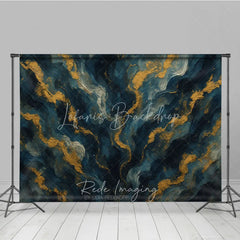 Lofaris Abstract Navy Blue and Gold Texture Photography Backdrop Elegant Artistic Portrait Background