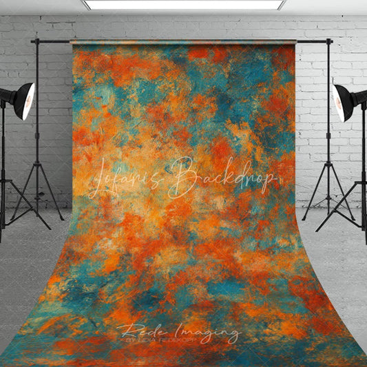 Lofaris Abstract Orange and Blue Painted Sweep Backdrop Artistic Texture for Professional Photography