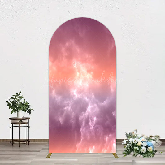 Lofaris Abstract Orange Red White Clouds Scene Arch Backdrop