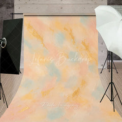 Lofaris Abstract Pastel Peach Pink Blue Gold Sweep Backdrop Textured Artistic Photography Background