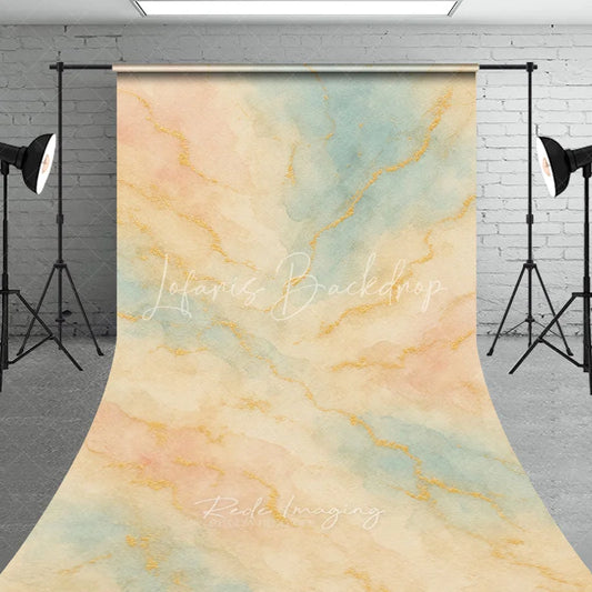 Lofaris Abstract Pastel Watercolor Texture Sweep Backdrop with Gold Veins for Elegant Photography and Events