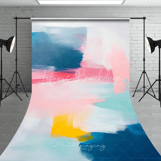 Lofaris Abstract Pink and Blue Painted Sweep Backdrop Modern Artistic Party Decor for Photo Booth