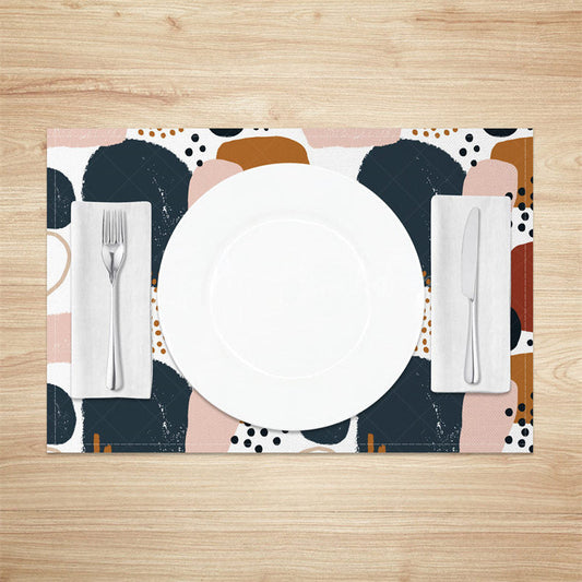 Lofaris Abstract Pink Blue Brown Dots Set Of 4 Placemats