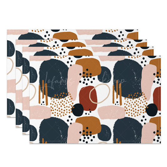 Lofaris Abstract Pink Blue Brown Dots Set Of 4 Placemats