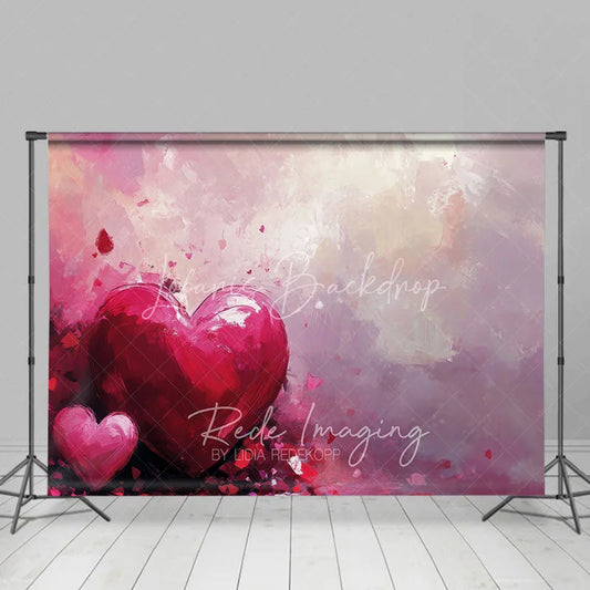 Lofaris Abstract Pink Painted Heart Backdrop Romantic Valentine Wedding Portrait Photography Background
