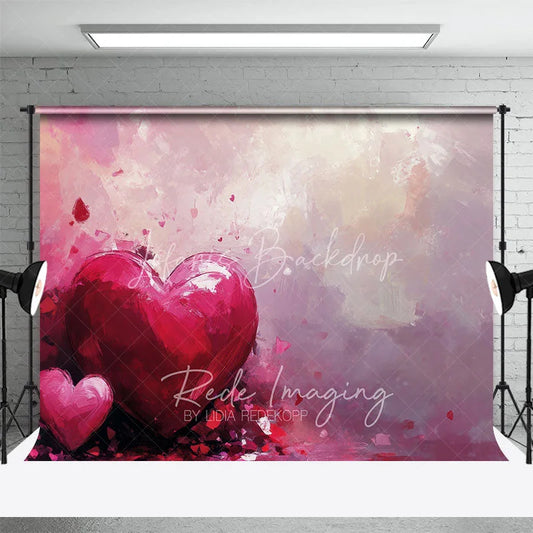 Lofaris Abstract Pink Painted Heart Backdrop Romantic Valentine Wedding Portrait Photography Background