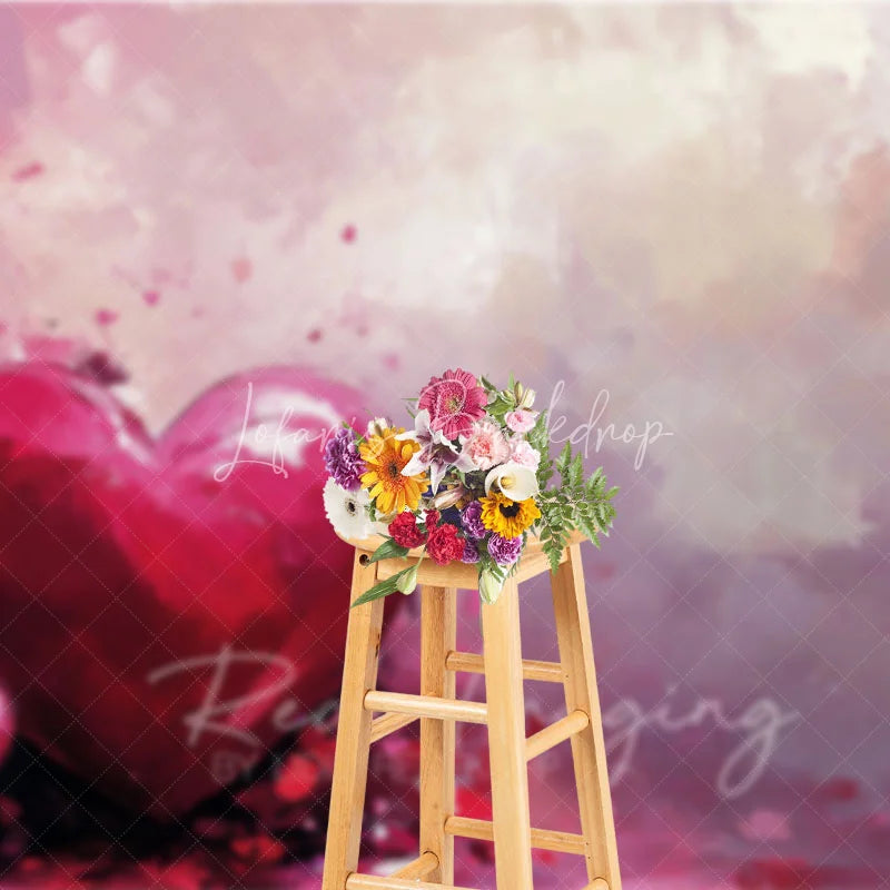 Lofaris Abstract Pink Painted Heart Backdrop Romantic Valentine Wedding Portrait Photography Background