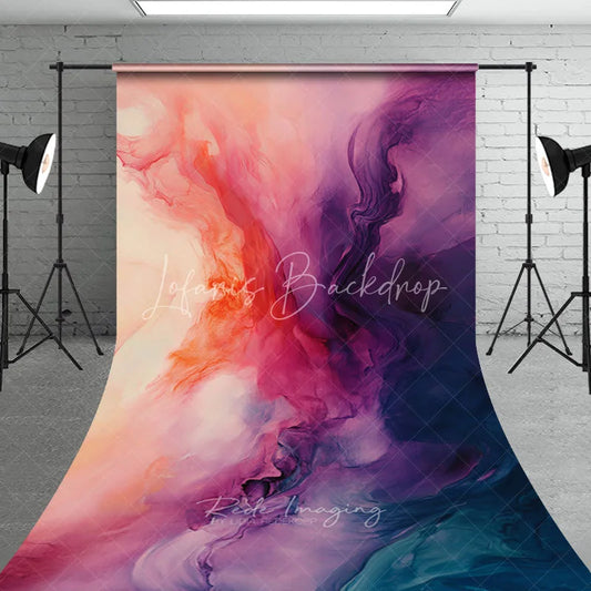 Lofaris Abstract Pink Purple Orange Teal Fluid Sweep Backdrop Artistic Gradient for Creative Portrait Photography