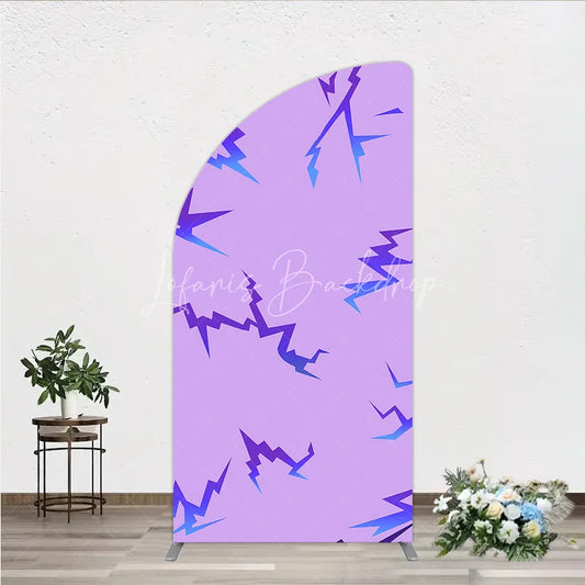Lofaris Abstract Purple and Blue Gradient Jagged Pattern Half Moon Arch Backdrop Energetic Modern Party Decor