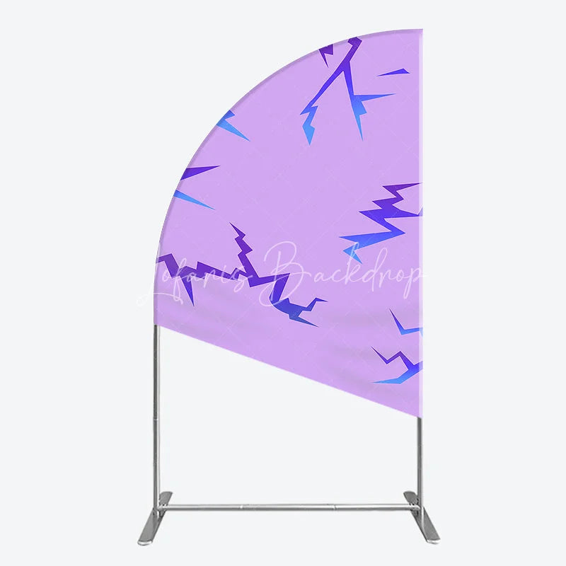 Lofaris Abstract Purple and Blue Gradient Jagged Pattern Half Moon Arch Backdrop Energetic Modern Party Decor