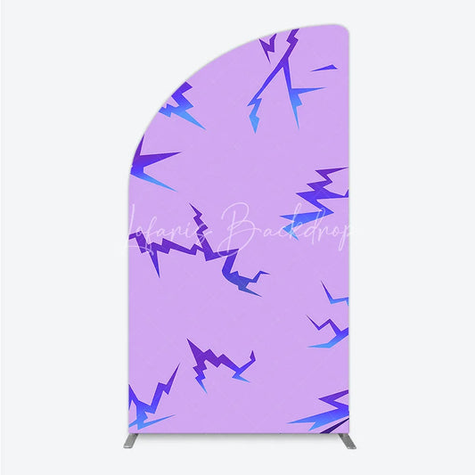 Lofaris Abstract Purple and Blue Gradient Jagged Pattern Half Moon Arch Backdrop Energetic Modern Party Decor