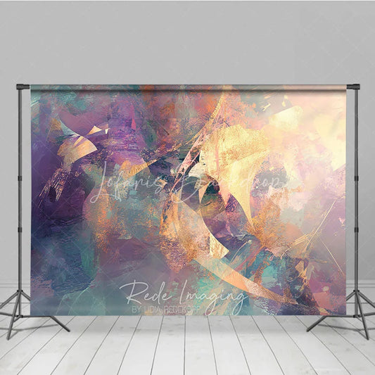 Lofaris Abstract Purple and Gold Oil Painting Photography Backdrop Artistic Texture Studio Background