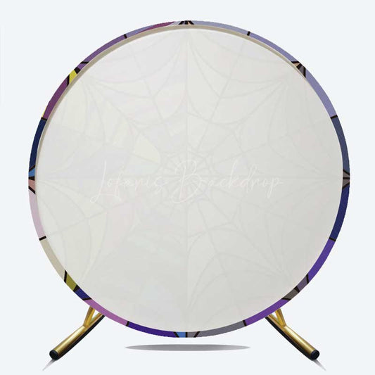 Lofaris Abstract Purple Spiderweb Round Birthday Backdrop