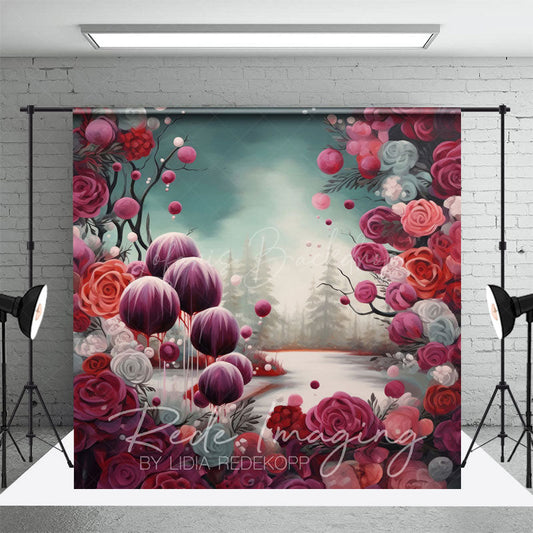 Lofaris Abstract Red Pink Rose Bud Photography Backdrop