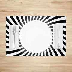 Lofaris Abstract Spiral Sun Rays Pattern Set of 4 Placemats for Mid-Century Modern and Boho Kitchen Dining