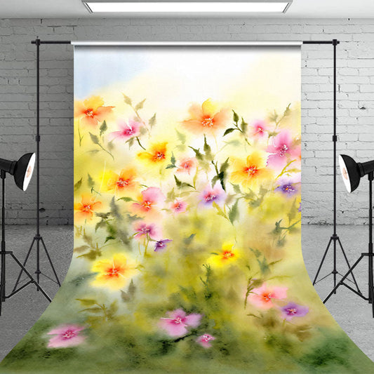 Lofaris Abstract Spring Painted Floral Photo Sweep Backdrop