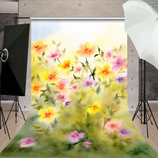 Lofaris Abstract Spring Painted Floral Photo Sweep Backdrop