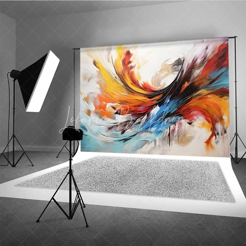 Lofaris Abstract Swirl Art Backdrop Colorful Feather Painting Photography Background Modern Texture Portrait Photo Prop