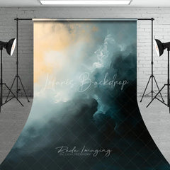 Lofaris Abstract Teal and Gold Painterly Sweep Backdrop Ethereal Light Photography Studio Prop
