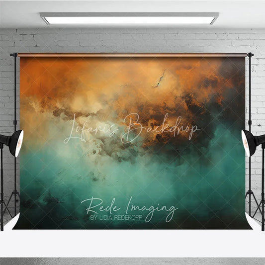 Lofaris Abstract Teal and Orange Oil Painting Photography Backdrop Artistic Texture Background for Portrait