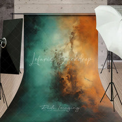 Lofaris Abstract Teal and Orange Smoke Sweep Backdrop Artistic Portrait Photography Background