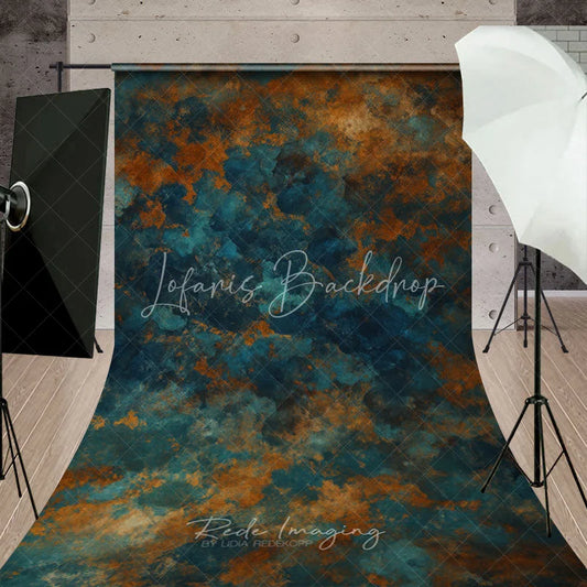 Lofaris Abstract Teal and Rust Grunge Texture Sweep Backdrop Artistic Photography Studio Background for Professional Portraits