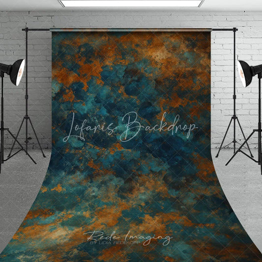 Lofaris Abstract Teal and Rust Grunge Texture Sweep Backdrop Artistic Photography Studio Background for Professional Portraits