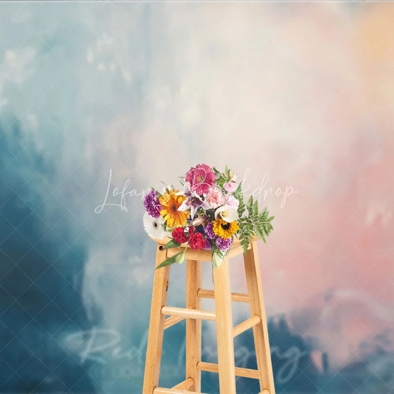 Lofaris Abstract Teal Pink White Painterly Photography Backdrop Artistic Photo Studio Portrait and Event Background Decor