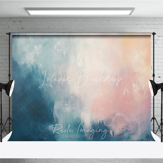 Lofaris Abstract Teal Pink White Painterly Photography Backdrop Artistic Photo Studio Portrait and Event Background Decor