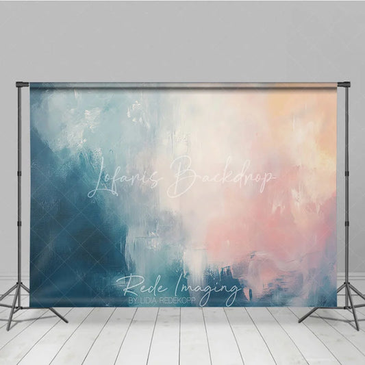 Lofaris Abstract Teal Pink White Painterly Photography Backdrop Artistic Photo Studio Portrait and Event Background Decor