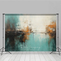 Lofaris Abstract Teal White Orange Brown Textured Photography Backdrop Modern Art Style for Photo Studio Shoots