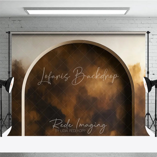 Lofaris Abstract Textured Brown Photography Backdrop with Arch Design Moody Fine Art Studio Portrait Background