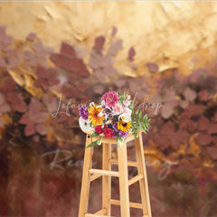 Lofaris Abstract Textured Floral Photography Backdrop Gold and Plum Palette with Elegant Painterly Design