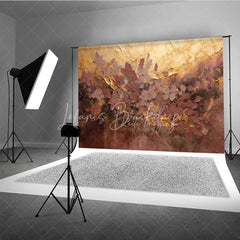 Lofaris Abstract Textured Floral Photography Backdrop Gold and Plum Palette with Elegant Painterly Design