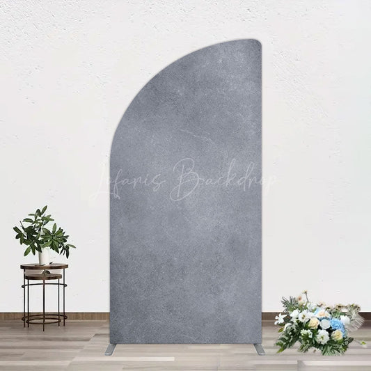 Lofaris Abstract Textured Gray Cement Wall Half Moon Arch Backdrop