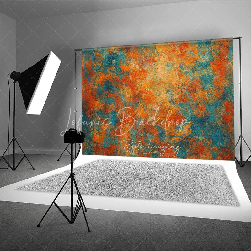 Lofaris Abstract Textured Orange Teal Blue Photography Backdrop Artistic Distressed Photo Studio Portrait