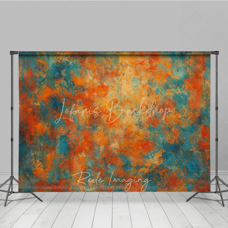 Lofaris Abstract Textured Orange Teal Blue Photography Backdrop Artistic Distressed Photo Studio Portrait