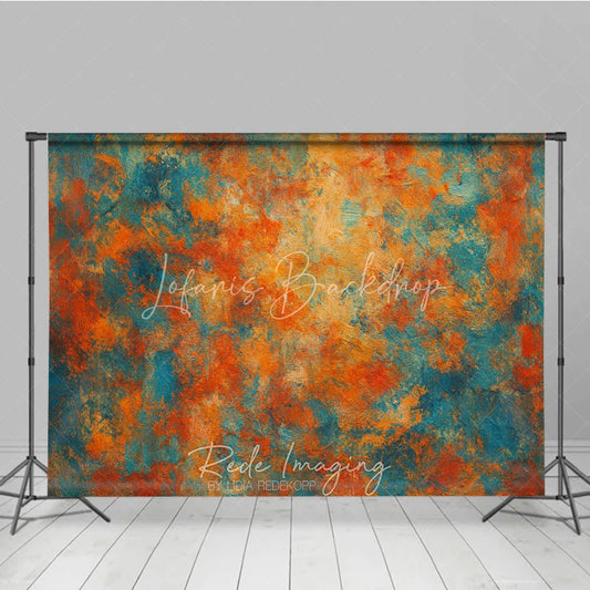 Lofaris Abstract Textured Orange Teal Blue Photography Backdrop Artistic Distressed Photo Studio Portrait