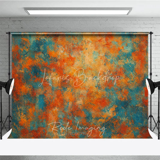 Lofaris Abstract Textured Orange Teal Blue Photography Backdrop Artistic Distressed Photo Studio Portrait