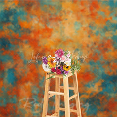 Lofaris Abstract Textured Orange Teal Blue Photography Backdrop Artistic Distressed Photo Studio Portrait