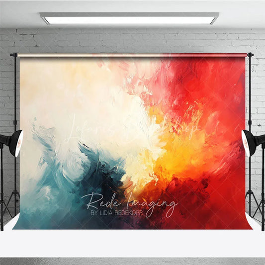 Lofaris Abstract Textured Painterly Photography Backdrop Vibrant Red Yellow Blue White Colors for Artistic Portraits