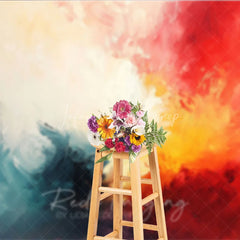 Lofaris Abstract Textured Painterly Photography Backdrop Vibrant Red Yellow Blue White Colors for Artistic Portraits