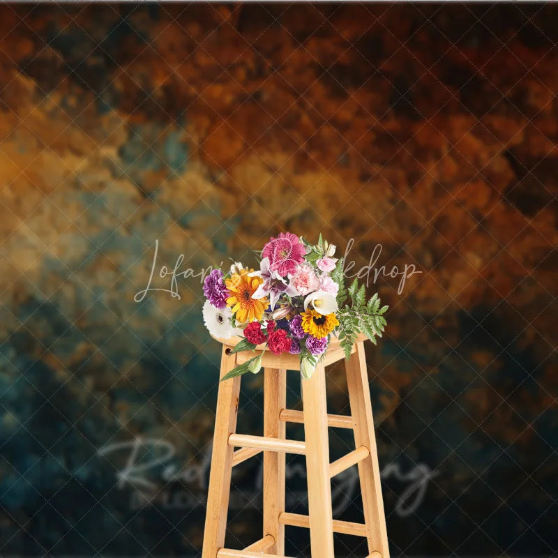 Lofaris Abstract Textured Photography Backdrop Rustic Rust Orange and Deep Teal Colors Weathered Stone Look for Portraits