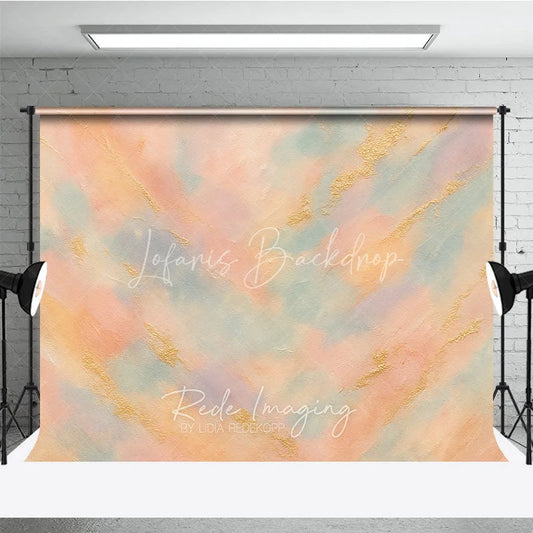 Lofaris Abstract Textured Photography Backdrop with Pastel Colors and Gold Glitter Accents Dreamy Painterly Design