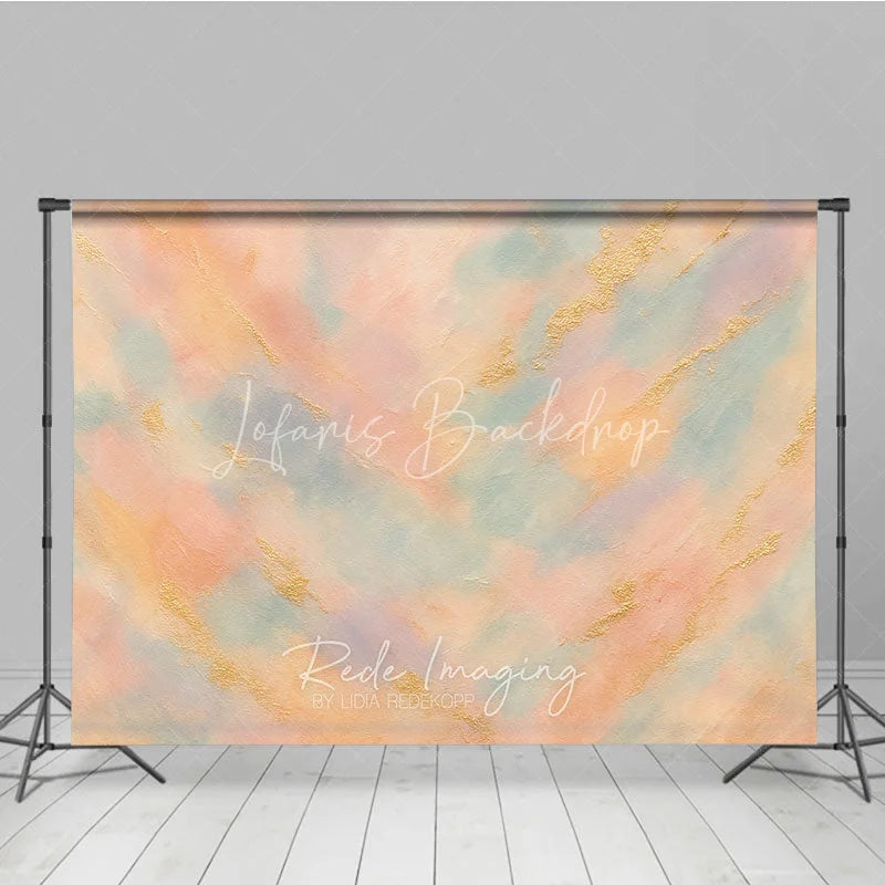 Lofaris Abstract Textured Photography Backdrop with Pastel Colors and Gold Glitter Accents Dreamy Painterly Design
