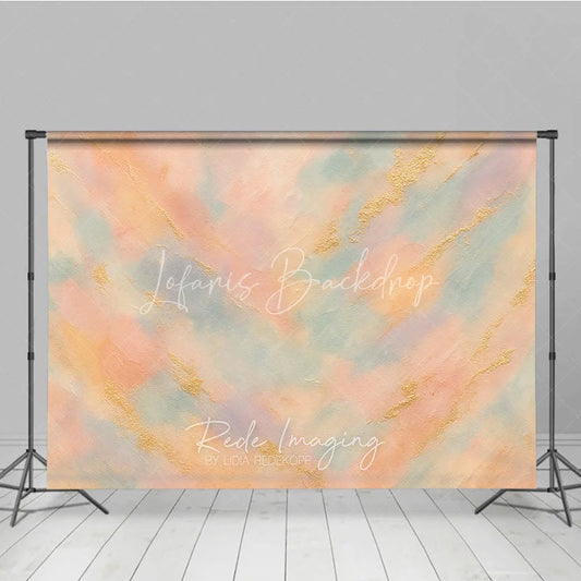 Lofaris Abstract Textured Photography Backdrop with Pastel Colors and Gold Glitter Accents Dreamy Painterly Design