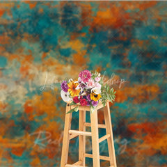 Lofaris Abstract Textured Photography Backdrop with Rustic Teal Orange and Gold Grunge Art